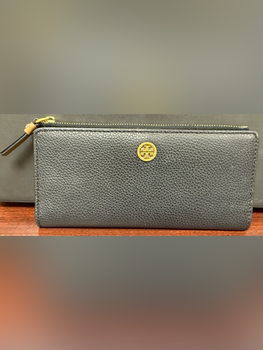 Tory Burch Robinson Pebbled Leather Zip Slim Wallet